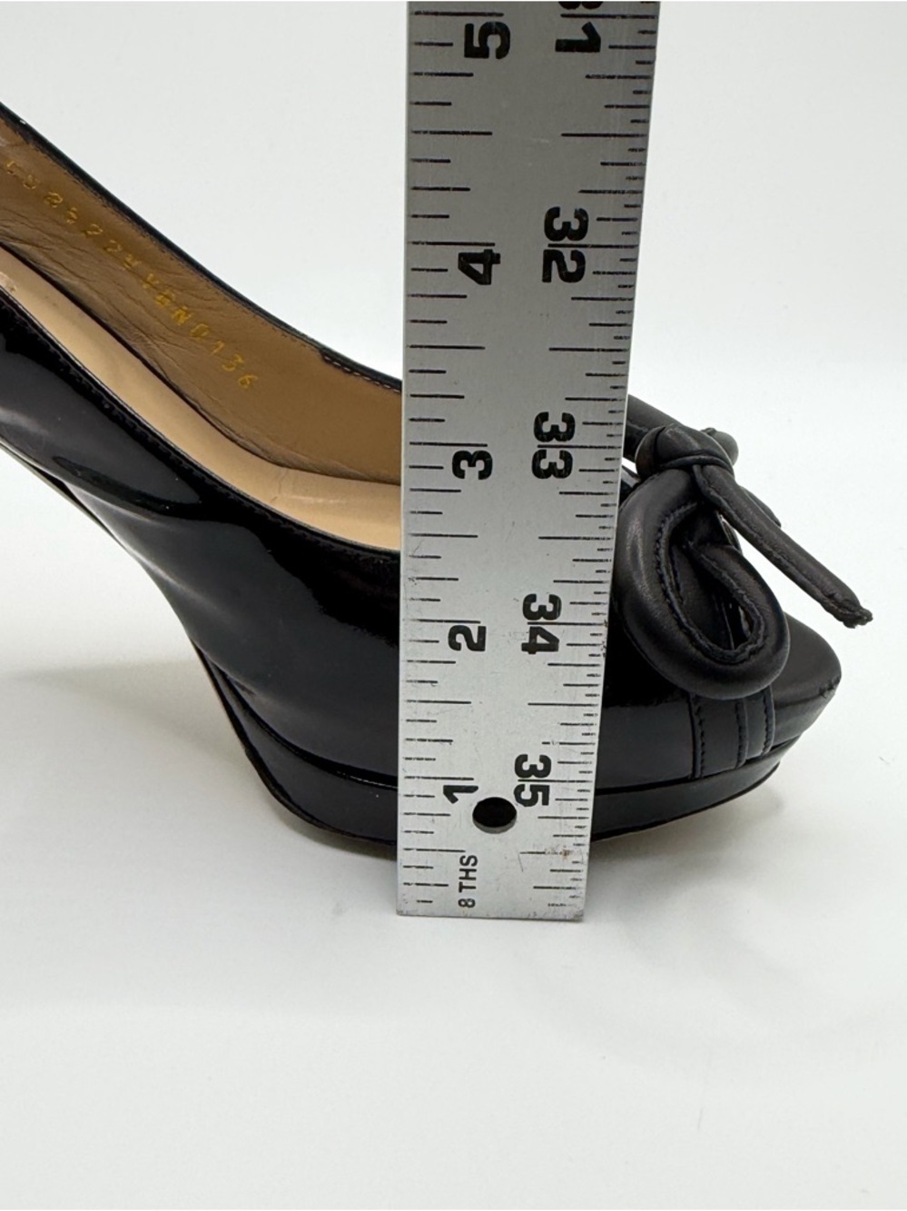 Valentino Garavani | Black Patent Leather Slingback Heels Bow Peep Toe |  36 - Picture 14 of 16